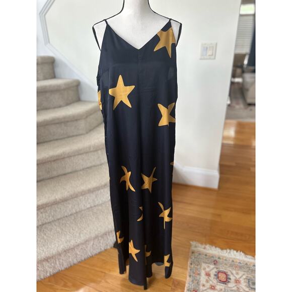 ASOS Black & Gold Star Wide Leg Low Back Jumpsuit - Picture 3 of 8